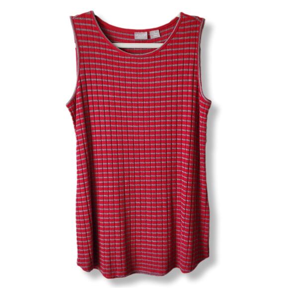 Chicos Red Gray Stripe Longline Cardigan Set 0 S Classic Holiday Career NEW - Picture 8 of 14